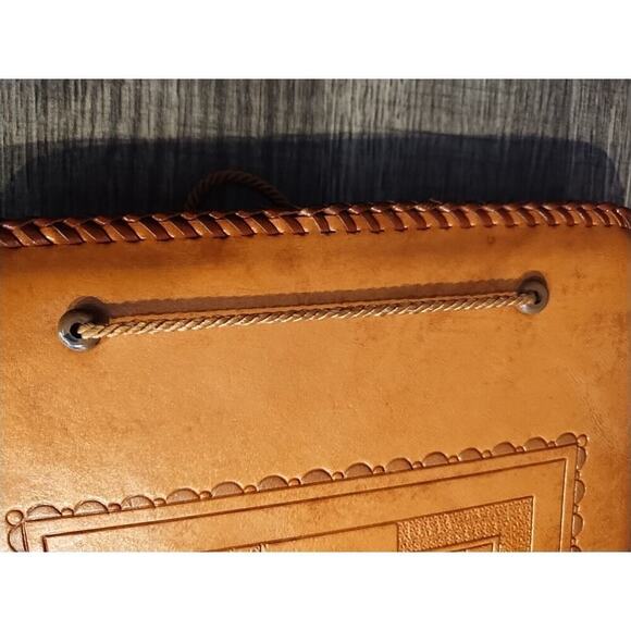 Vintage Hand Tooled Brown Leather Floral Floral Photo Album Scrapbook - Picture 5 of 8